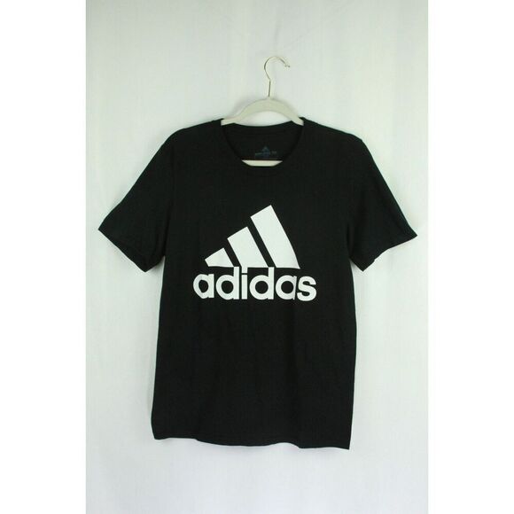 Adidas T-Shirt S Logo Black White Short Sleeve Womens Small - Picture 1 of 7